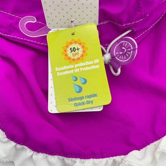 CaliKids Magenta UV Adjustable Flap Hat Applique & Embroidered Ruffled XS NWT - Picture 4 of 8